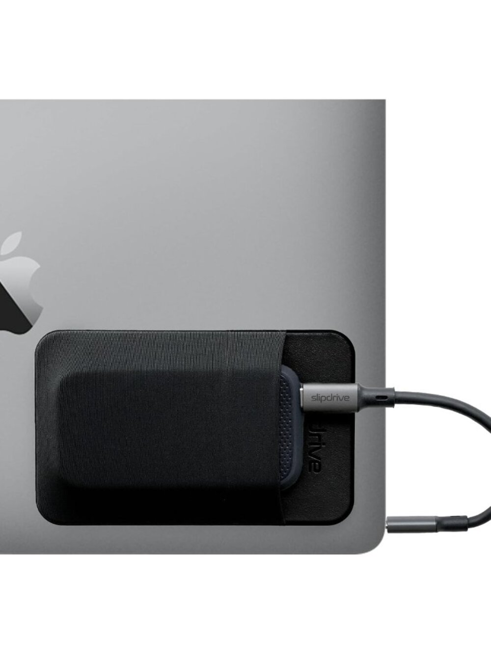 Portable Hard Drive Sleeve for Laptop - Reusable Adhesive SSD Case - Small Black